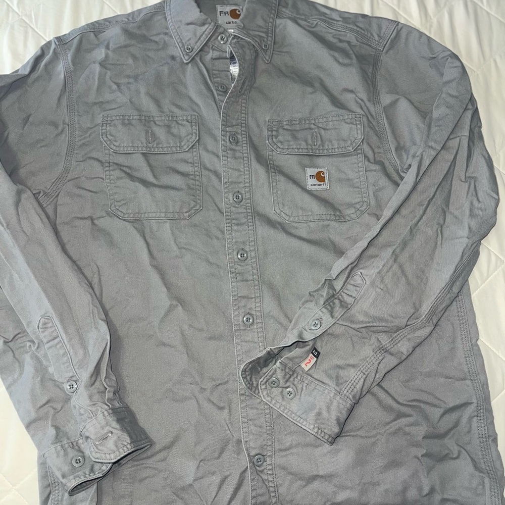 Carhartt FR Steel Gray Casual Button Down Shirt